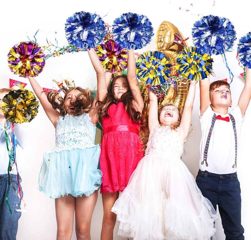 HOLENGS 4Pcs Upgraded 12inch Metallic Cheerleading Pom Poms, Cheerleader Pompoms Cheer Poms for Kids Adults, Cheering Squad Pompoms for School Sports Games Dance Party - Image 3